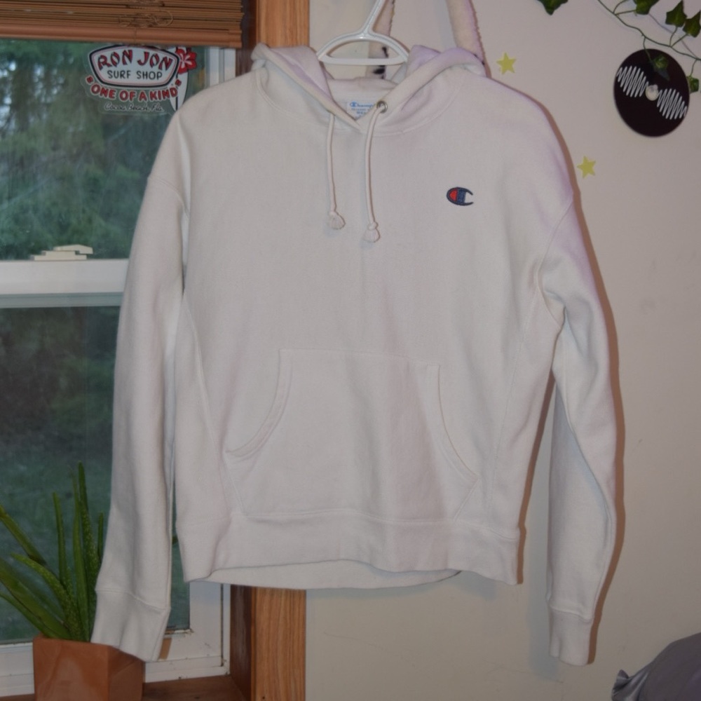 White champion reverse weave hoodie